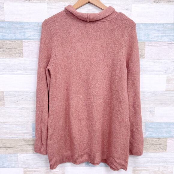 J Jill Draped Funnel Neck Sweater Pink Stretch Wool Blend Womens Medium - Picture 3 of 9